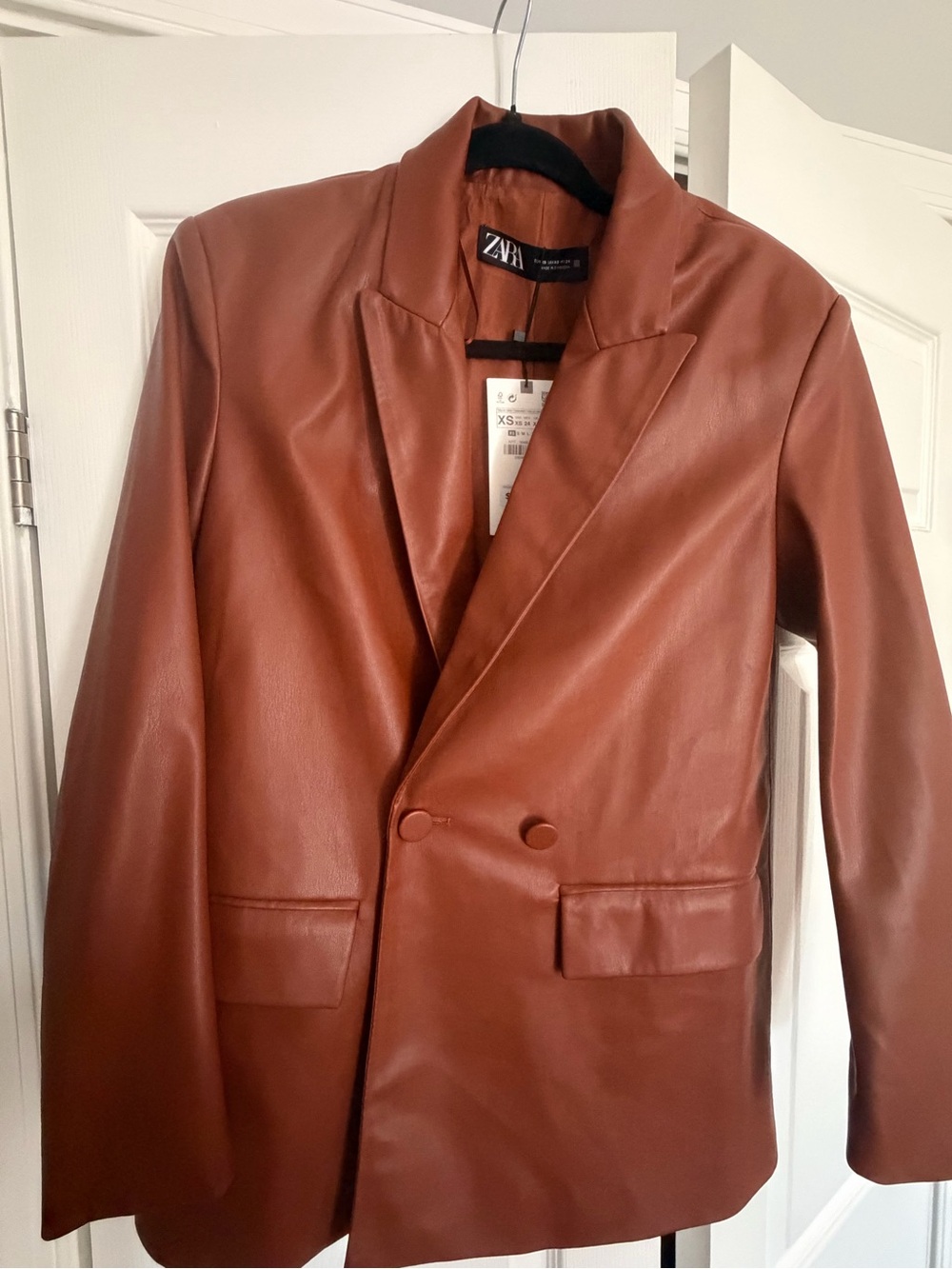 Zara Rust Brown Faux Leather Jacket